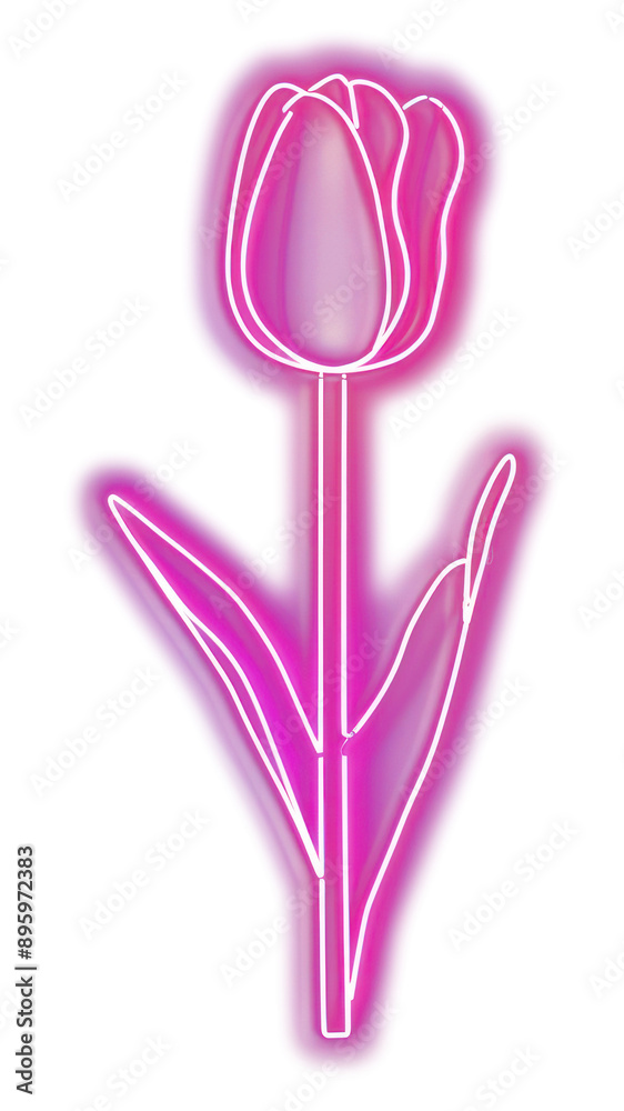 PNG Neon tulip glowing in darkness PNG Neon tulip glowing in darkness