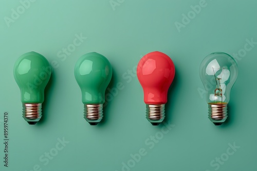 Colorful Light Bulbs on a Mint Background