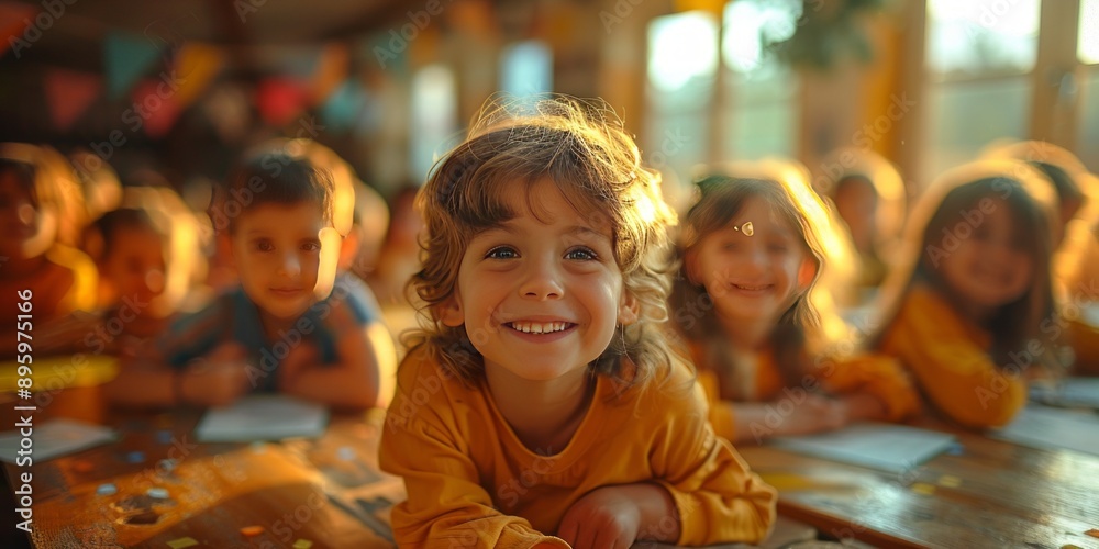 Children laughing and learning together in a diverse and inclusive classroom, highlighting the importance of community and belonging Children laughing and learning together in a diverse and inclusive classroom, highlighting the importance of community and belonging