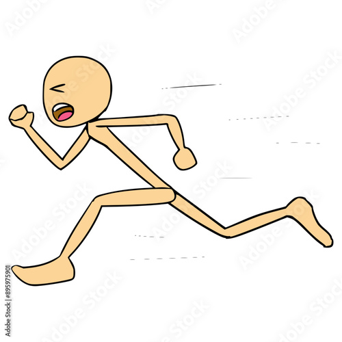 stickman running  illustration hand drawn isolated vector