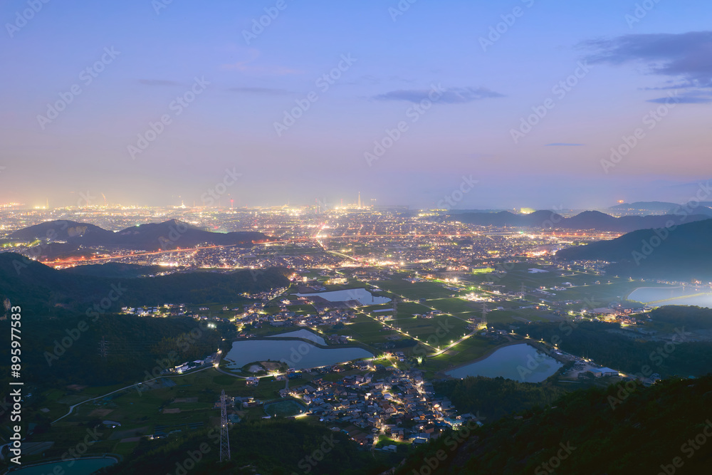 Obraz premium 高御位山頂から見た夜景