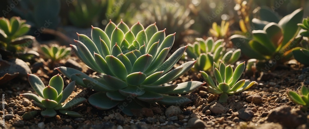 Succulent plants in the wild under sunlight. Succulent plants in the wild under sunlight.