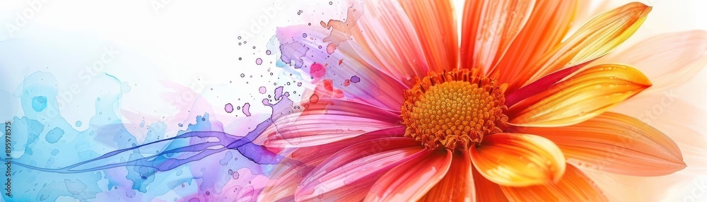 Vibrant watercolor daisy with intricate details, isolated on white background, close-up shot, bright and lively style Vibrant watercolor daisy with intricate details, isolated on white background, close-up shot, bright and lively style