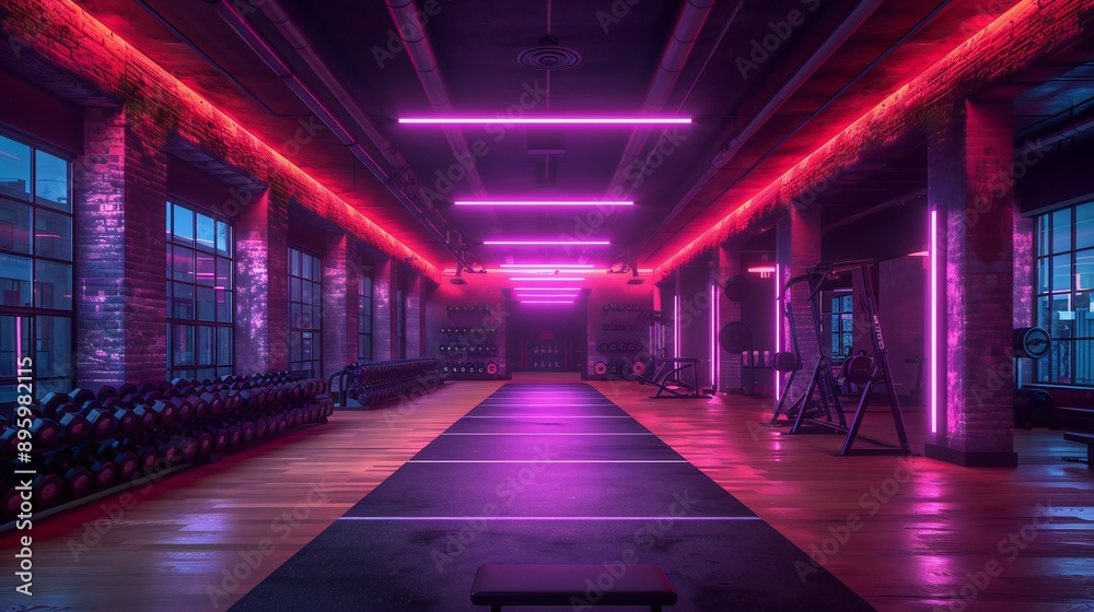 Modern Gym Room at Night