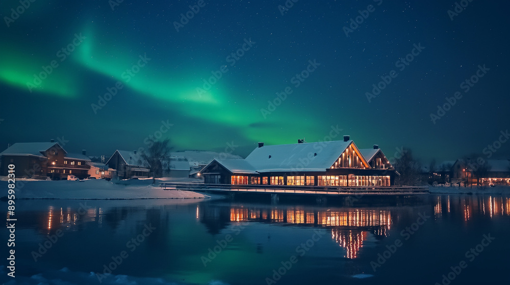 Fototapeta premium Aurora Night View: A Professional Travel Photo