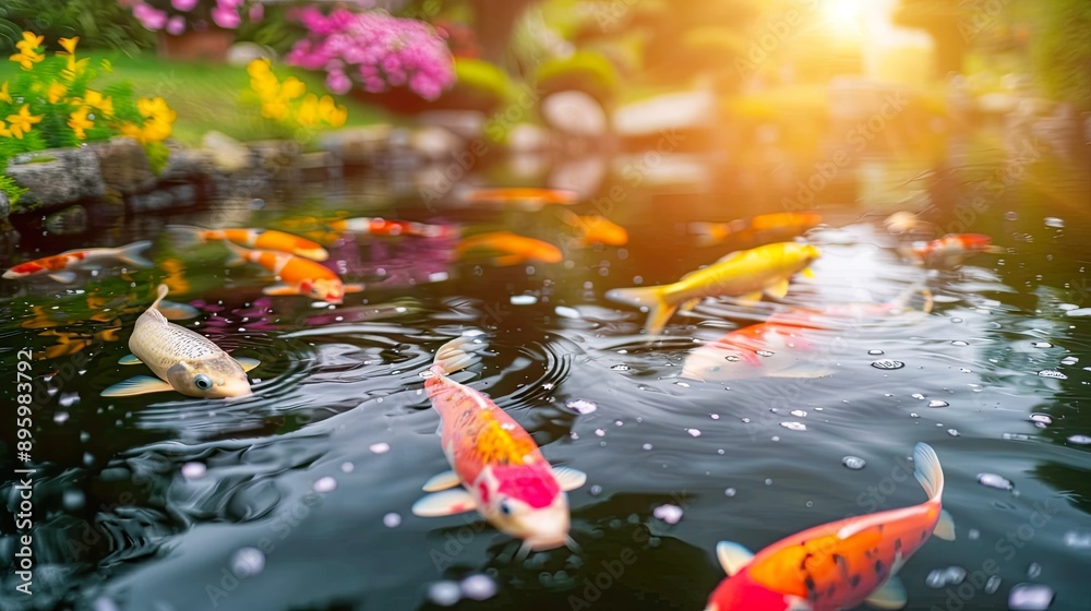 Koi Fish Swimming in a Pond Koi Fish Swimming in a Pond