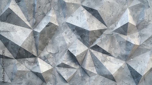 Abstract background of gray concrete with triangular geometric shapes. photo