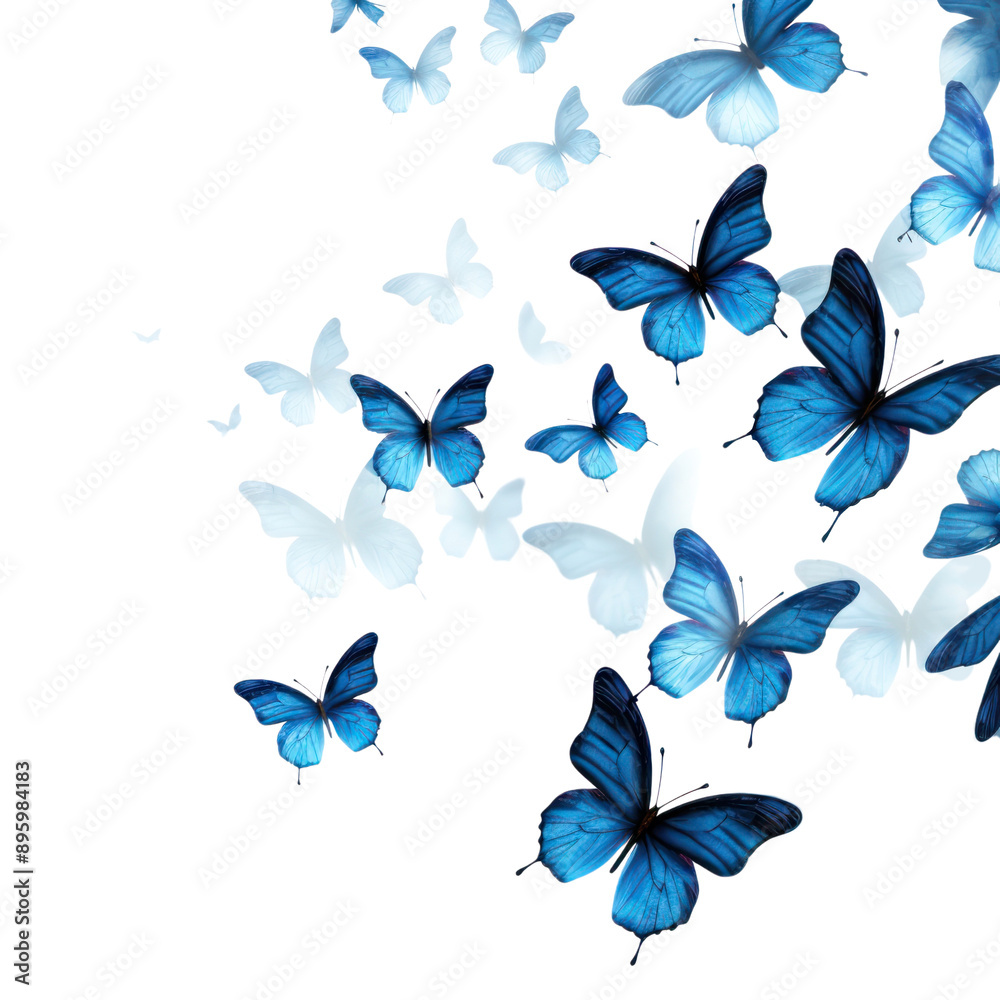 PNG Blue butterflies flying abstract background PNG Blue butterflies flying abstract background