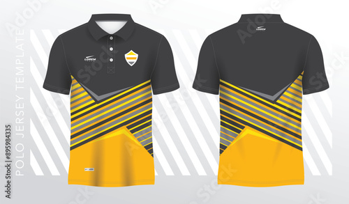 yellow and black polo sport shirt sublimation jersey template