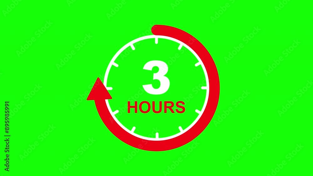 Round 3 Hours Service Icon, Green Background Round 3 Hours Service Icon, Green Background