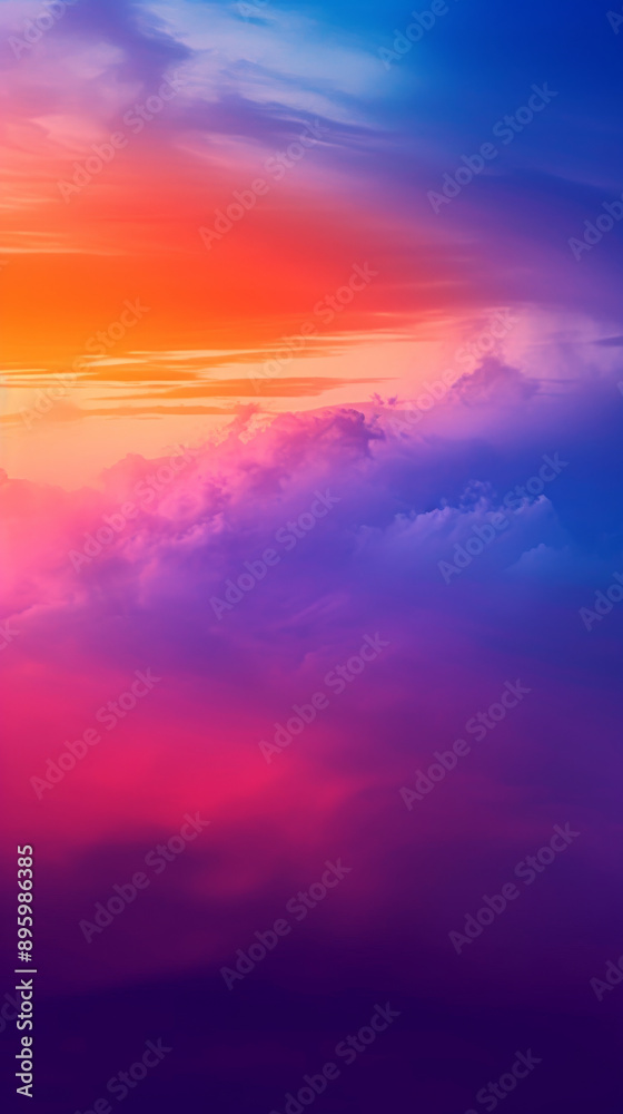 Obraz premium Vibrant sunset sky with colorful clouds