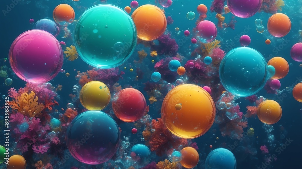 colorful underwater bubbles abstract background design
