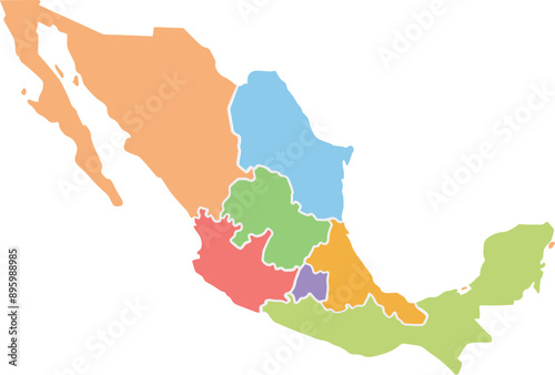 Mexico travel color illustration map