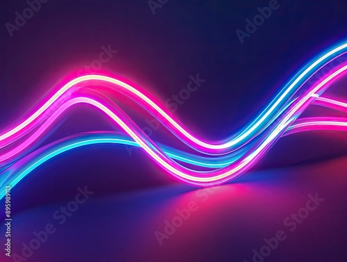 Neon lights wavy lines on d...