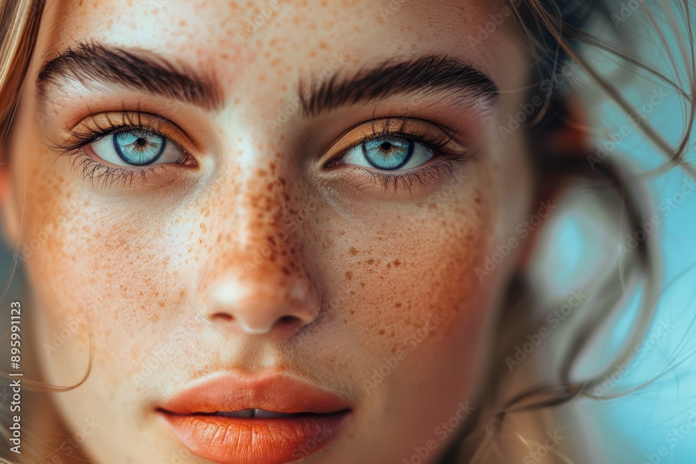 Fototapeta premium elegant woman showcasing perfect eyebrow lamination, exuding confidence and beauty