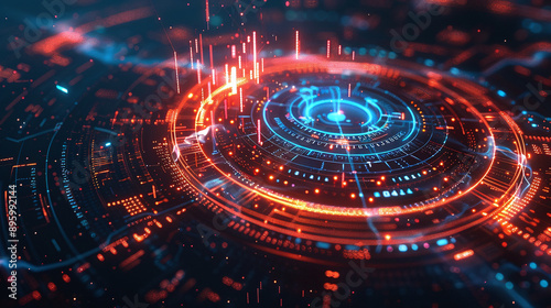 Wallpaper Mural Creative digital technology circle on a dark background. Big data and technology concept. 3D rendering Torontodigital.ca