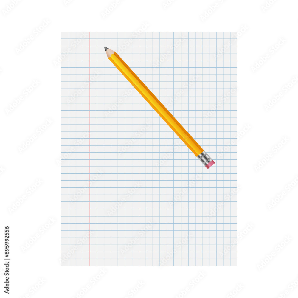 blank sheet in cell isolated on white background. pencil. Vector illustration blank sheet in cell isolated on white background. pencil. Vector illustration