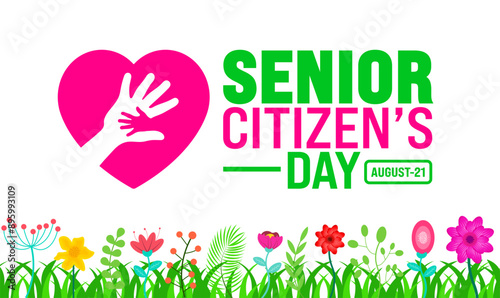 Senior Citizen’s Day is observed every year in 21 August. Senior Citizen’s Day background template with flower design. Holiday concept. Template for background, banner, card, poster, placard.