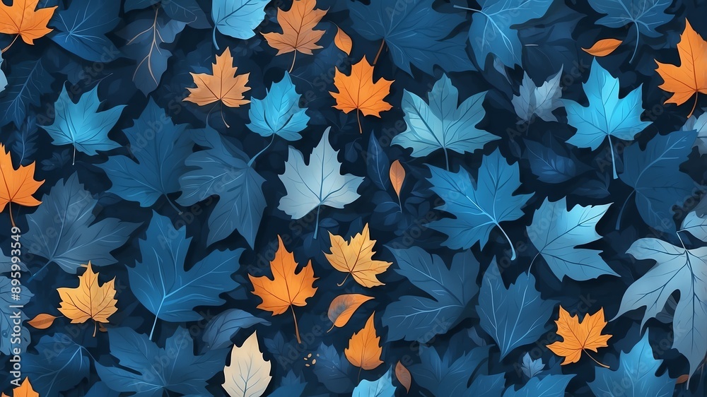 blue autumn foliage abstract background design