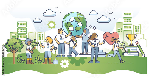 Empowering communities through education and outreach outline concept, transparent background. Inform and teach children to be active, healthy,.