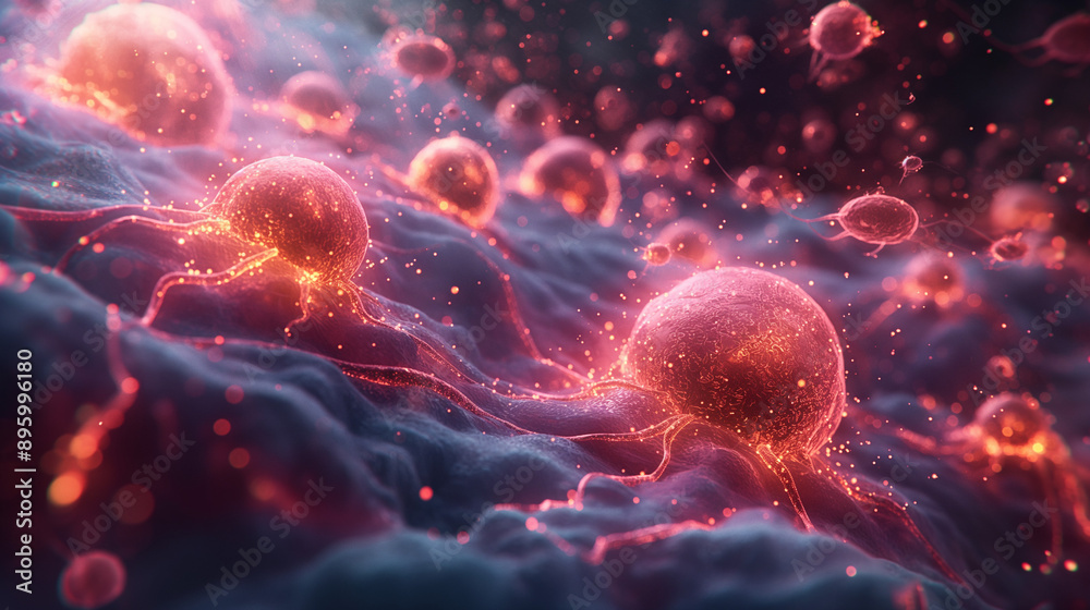 Molecular structure of cancer cells under microscope, realistic macro indoor part of body. Molecular structure of cancer cells under microscope, realistic macro indoor part of body.
