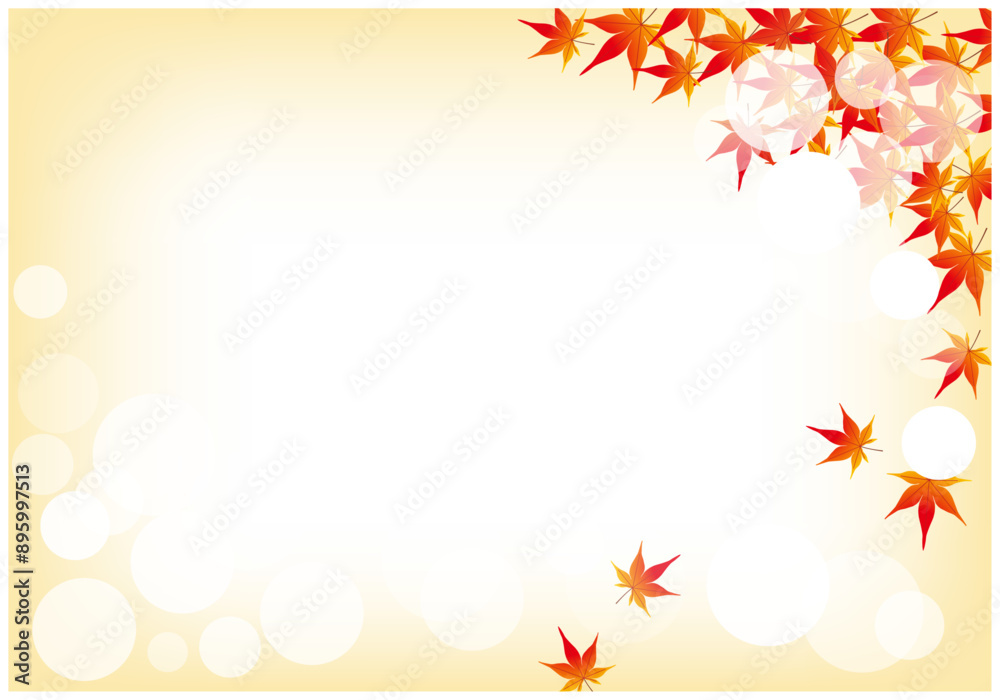 紅葉が美しいもみじフレーム背景4グラデ