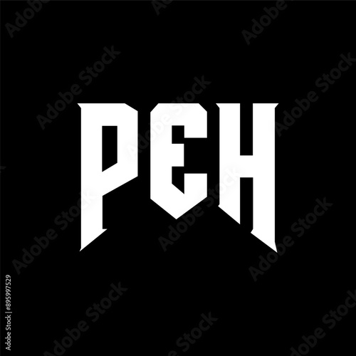 PEH letter logo design for technology company. PEH logo design black and white color combination. PEH logo, PEH vector, PEH design, PEH icon, PEH alphabet. PEH typography logo design.