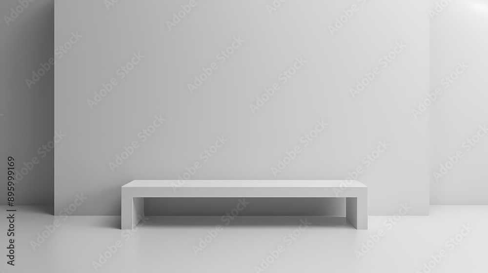 Minimalist white bench against a plain white backdrop, showcasing simplicity and clean lines. Minimalist white bench against a plain white backdrop, showcasing simplicity and clean lines.