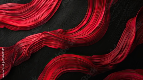 Abstract red curved brush s...