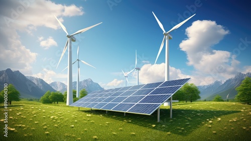 solar panels and wind turbines 