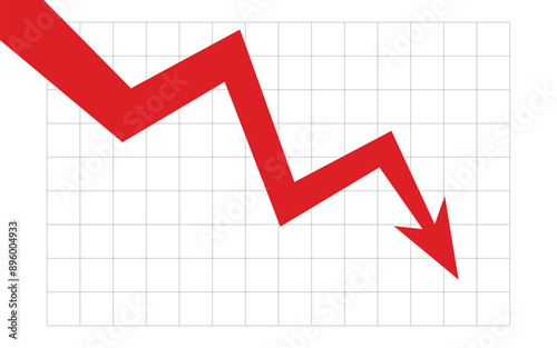 big red arrow graph going down business loss financial decline economic fall recession crisis