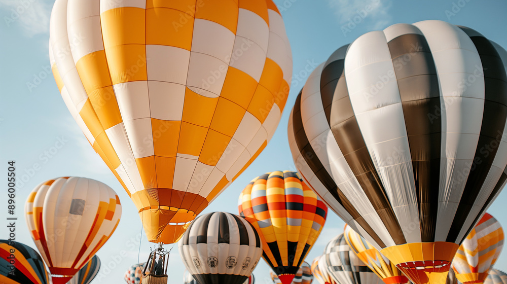 Obraz premium Colorful Hot Air Balloons Against Blue Sky