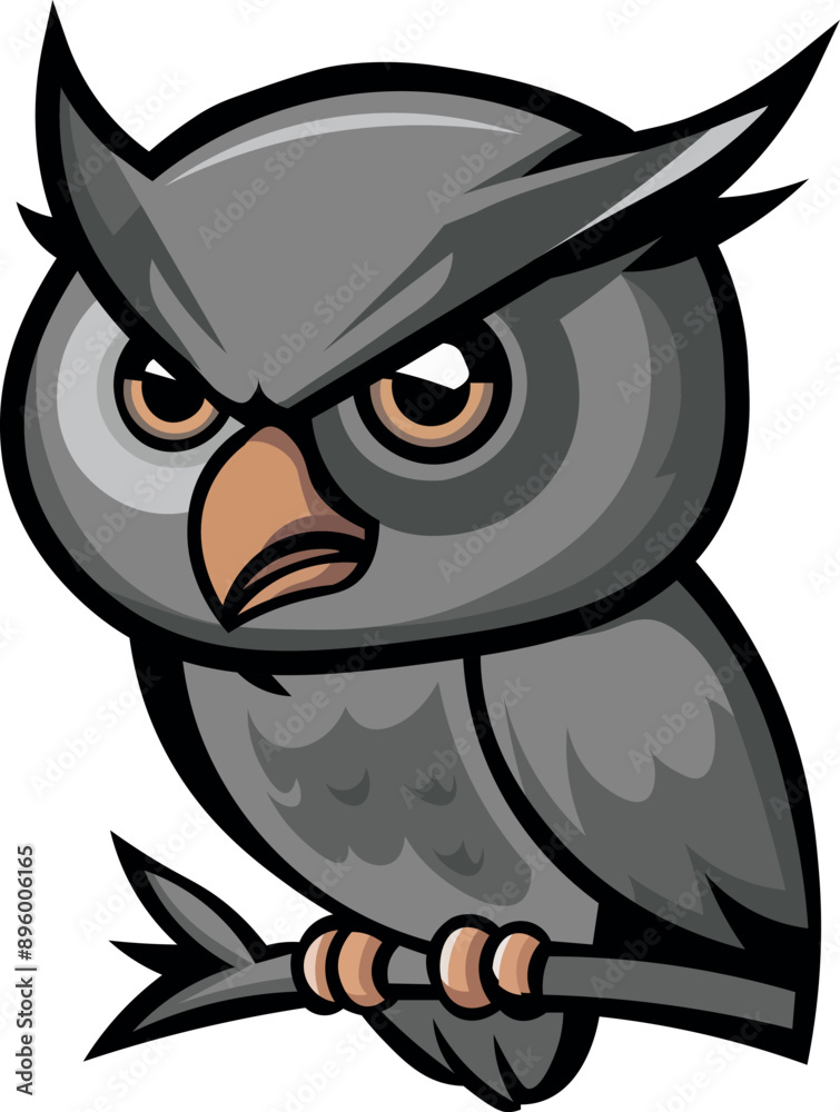 Obraz premium A cartoon image of a grey owl. Cute OWL logo Design owl-logo-design-vector-template 