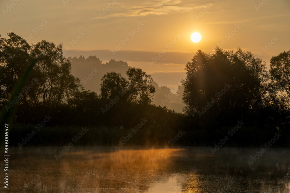 Colors of the sunrise over the pond Colors of the sunrise over the pond