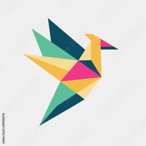 A colorful bird with a colorful wing that says a on it. Flying Bird Logo Design