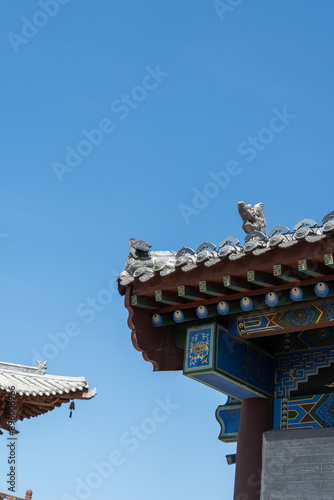 Jingtu Temple in Yingxian County, Shuozhou City, Shanxi Province, a tourist attraction in China, is home to the Daxiong Hall, commonly known as the North Temple. The main hall of Jingtu Temple. photo