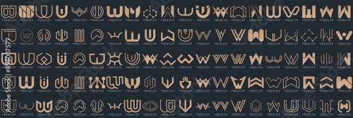Mega logo collection, Abstract letter W logo design. icons for business
