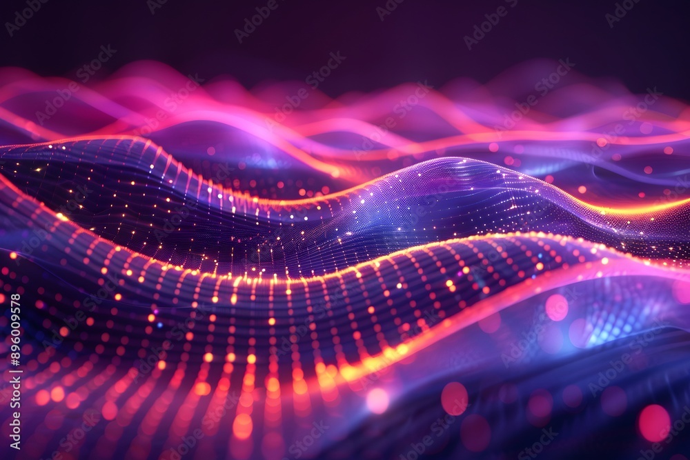 Fototapeta premium Vibrant Waves of Light and Color in a Digital Landscape