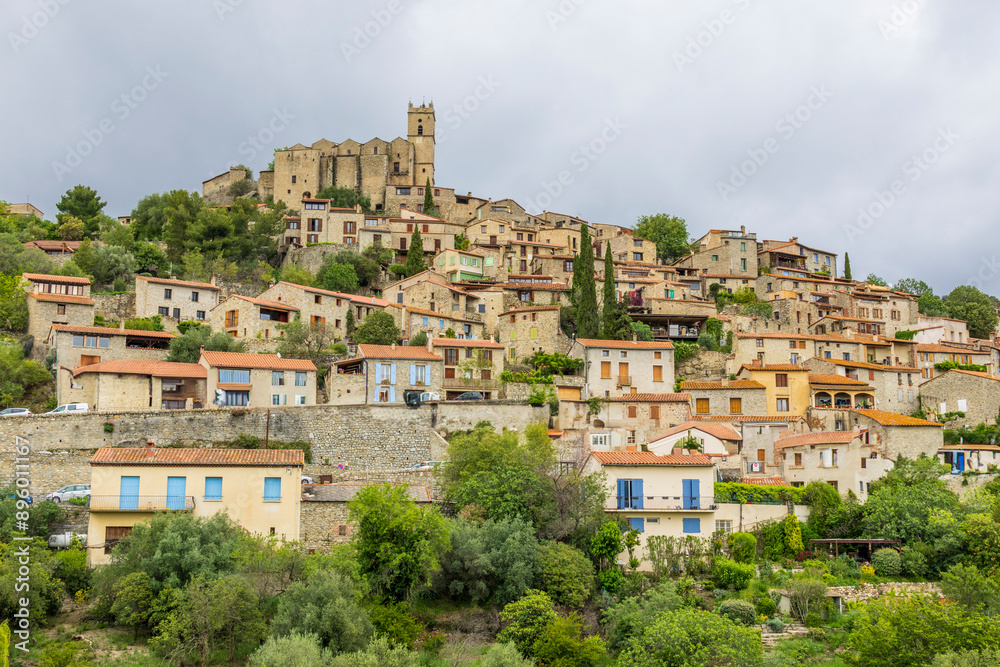 Eus, France. 05-24-2024 .Panoramic view of the city of Eus in France. Eus, France. 05-24-2024 .Panoramic view of the city of Eus in France.