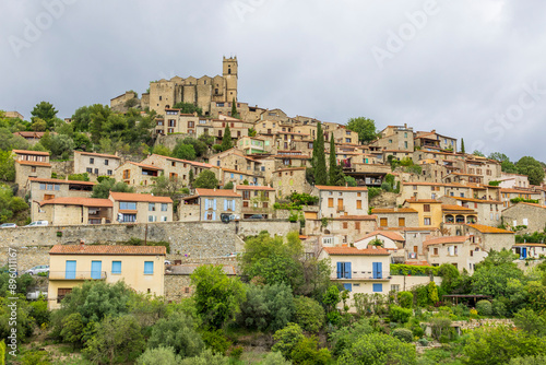 Eus, France. 05-24-2024 .Panoramic view of the city of Eus in France.