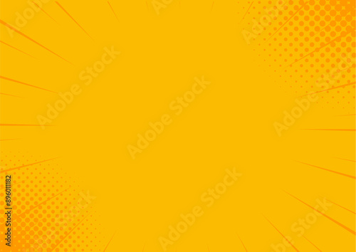 ハーフトーンのサンバーストの背景イラスト素材　集中線　オレンジ　orange halftone sunburst background
