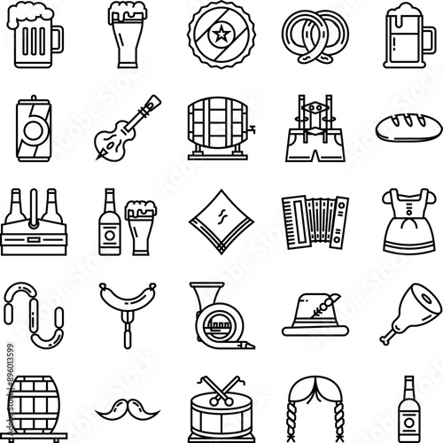Oktoberfest Outline Icon Set