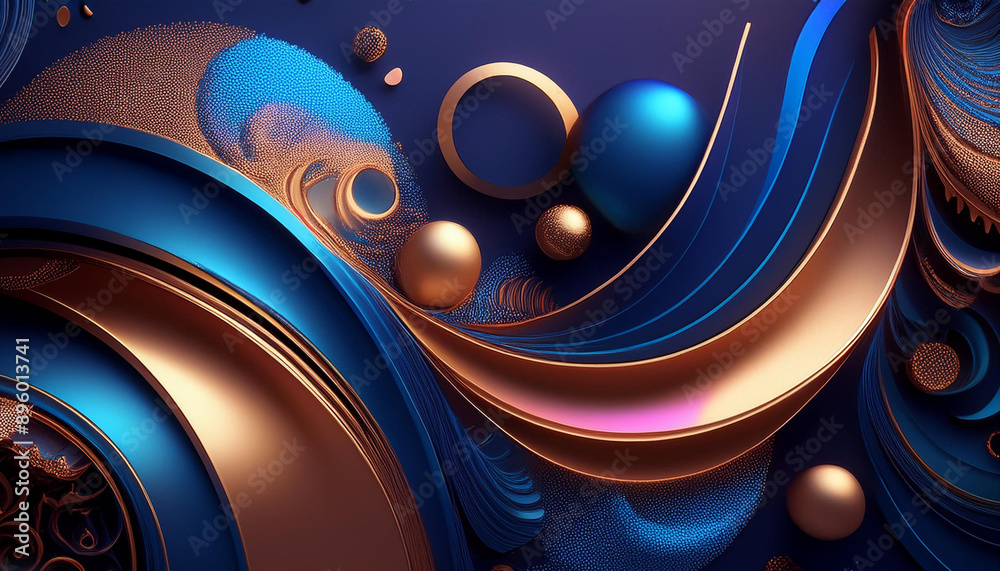 uxury 3d background in warm blue and gold with glitter uxury 3d background in warm blue and gold with glitter