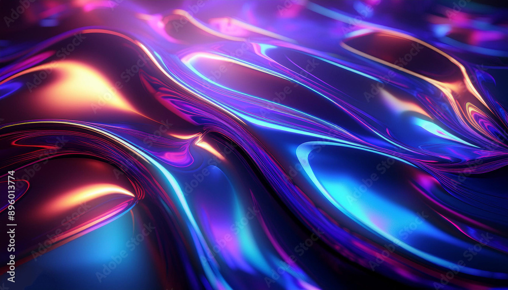 Fototapeta premium abstract background, ultraviolet holographic foil, iridescent blue texture