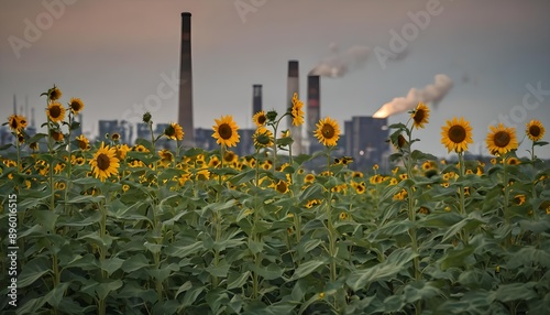 Concetto, di emissione di diossido di carbonio, inquinamento industriale e sostenibilità ambientale photo