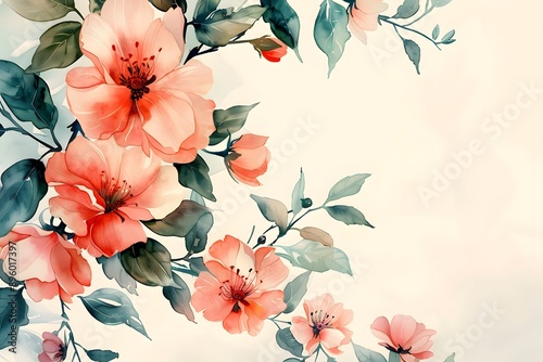 Delicate Floral Elegance: A Watercolor Blossom Arrangement