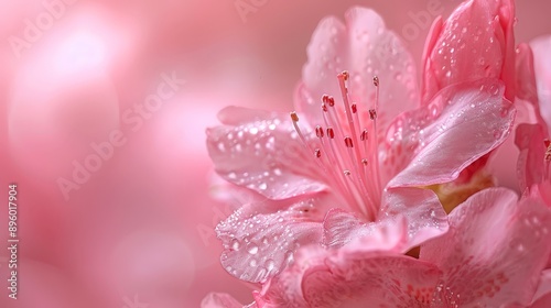 Macro shot of a pink azalea flower with detailed petals