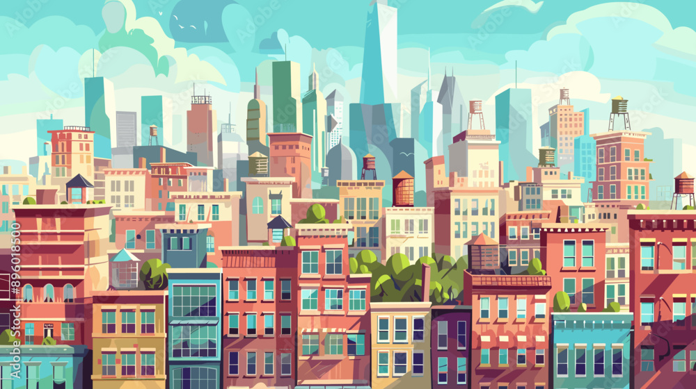 Cityscape vector cartoon illustration background Cityscape vector cartoon illustration background