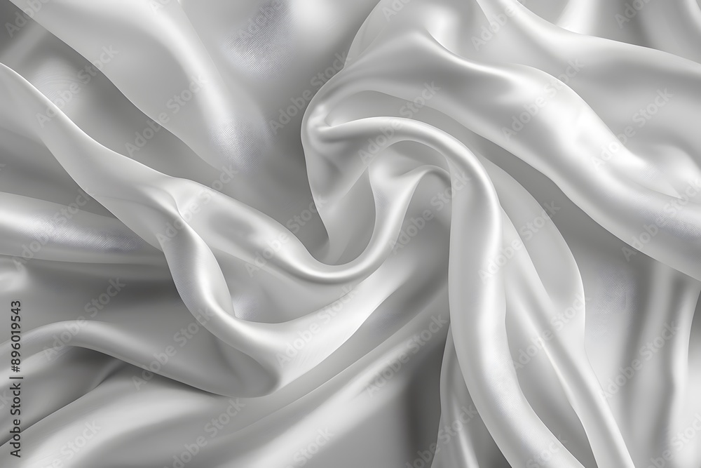 Obraz premium Elegant White Satin Fabric with Soft, Flowing Drapes