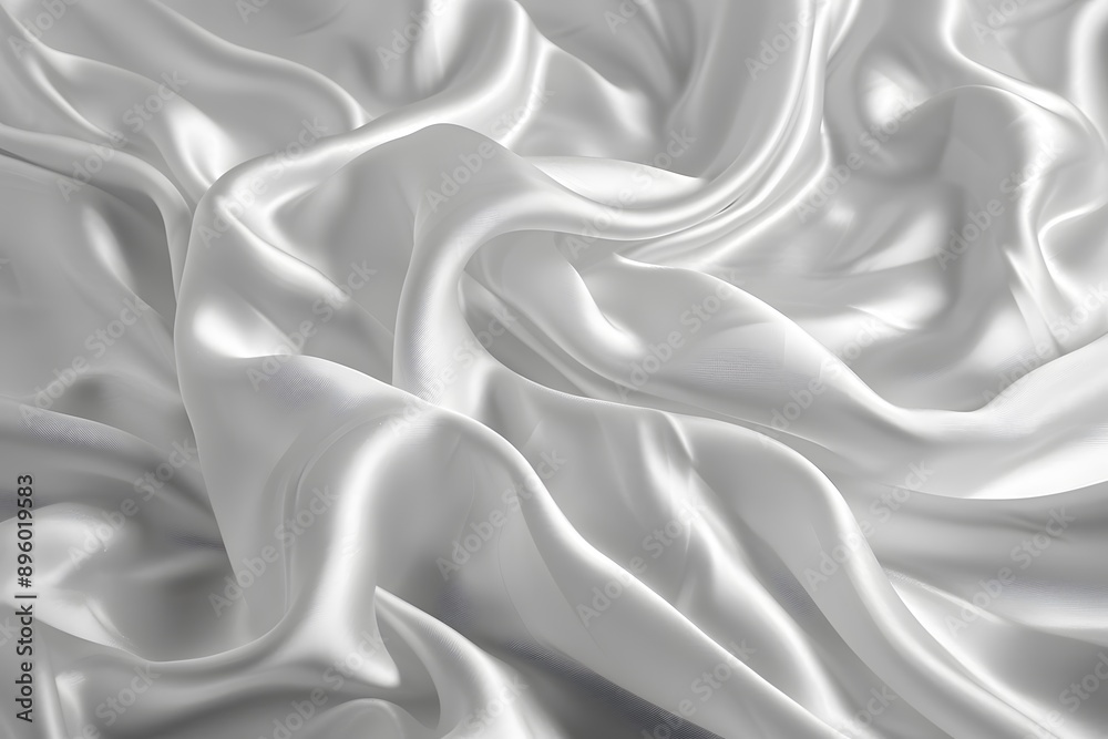 Elegant White Satin Fabric with Soft, Flowing Drapes Elegant White Satin Fabric with Soft, Flowing Drapes